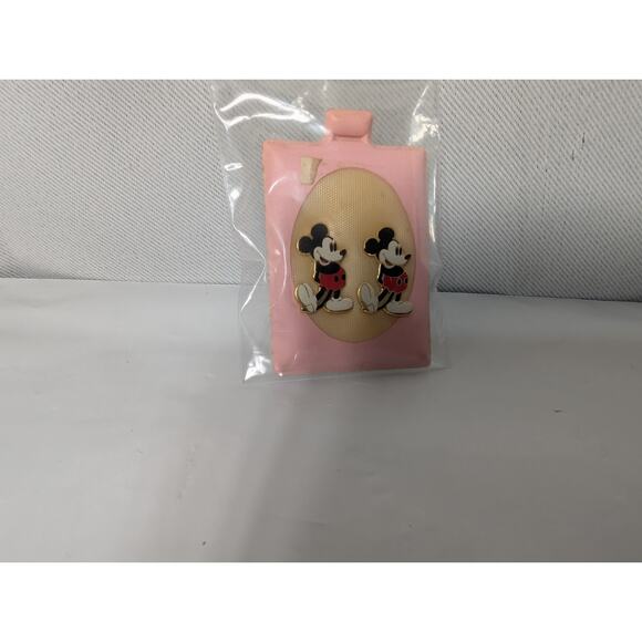 Vintage 70's Mickey Mouse Walt Disney Enamel Gold Tone Stud Post Earrings - Picture 2 of 4